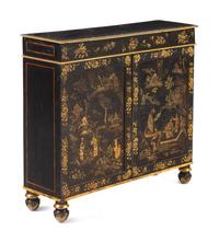 A Regency Black-Painted and Parcel-Gilt Japanned Cabinet