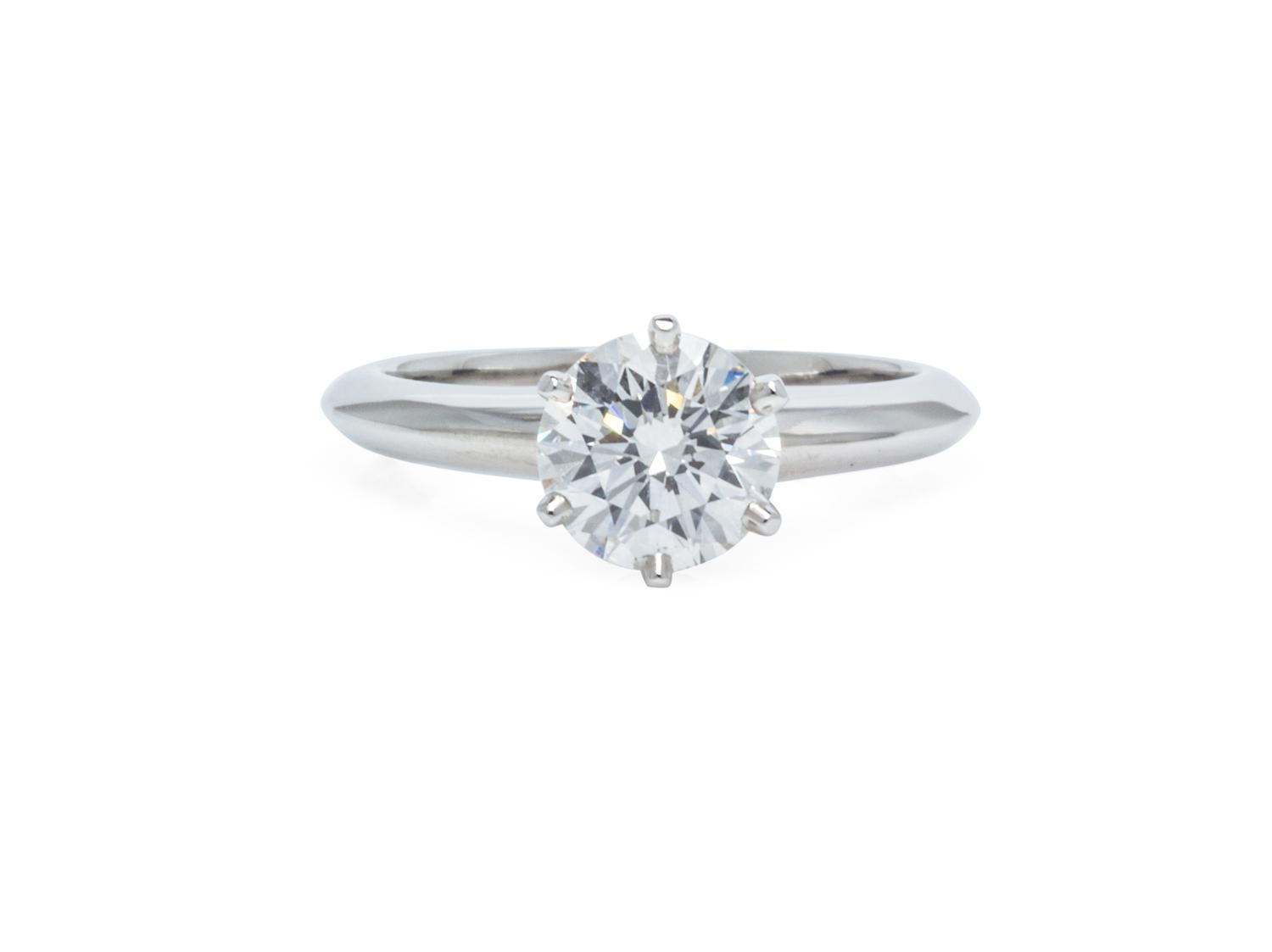 A Platinum and Diamond Solitaire Ring, Tiffany & Co., 3.60 dwts.