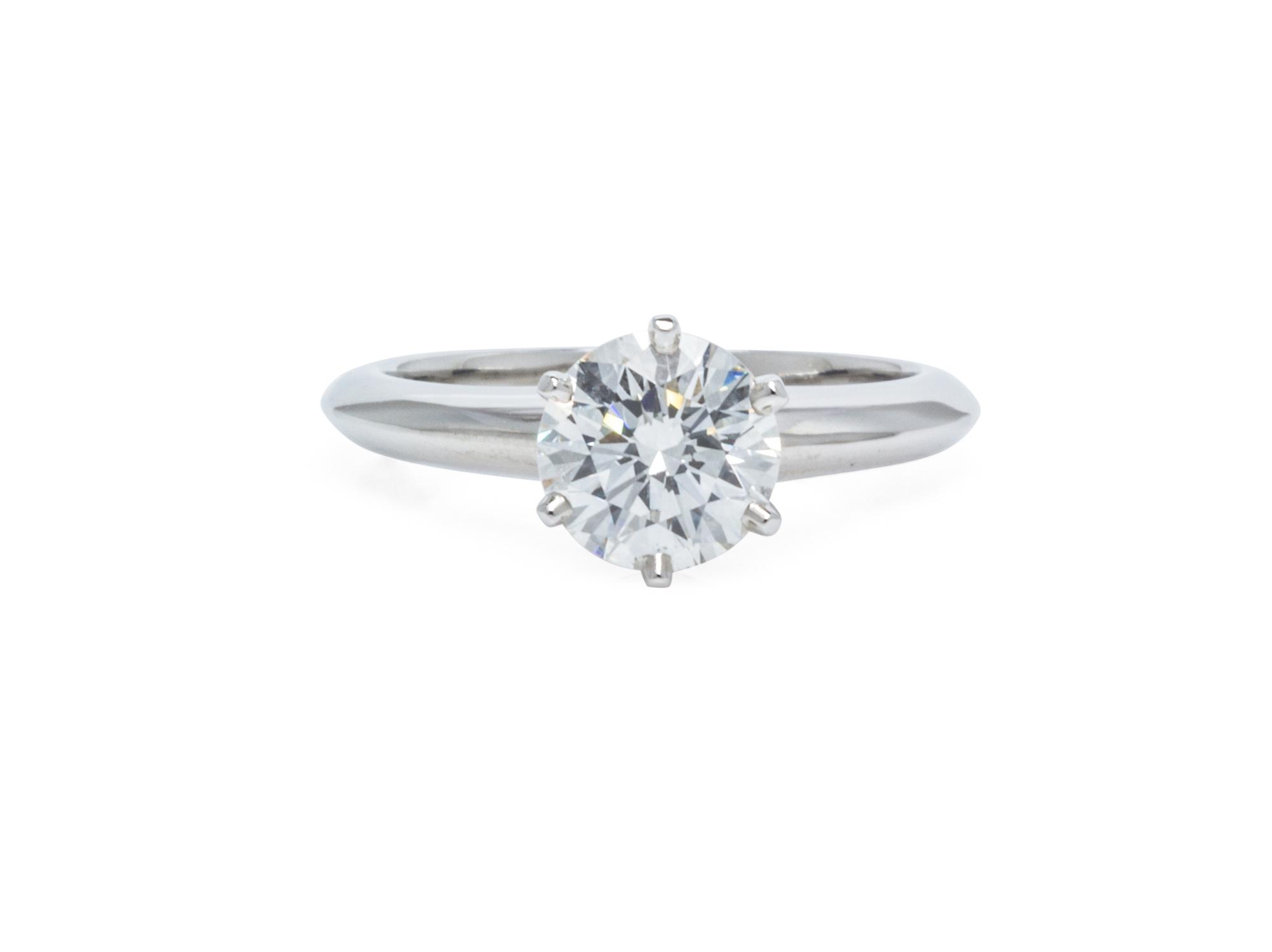 A Platinum and Diamond Solitaire Ring, Tiffany & Co., 3.60 dwts.