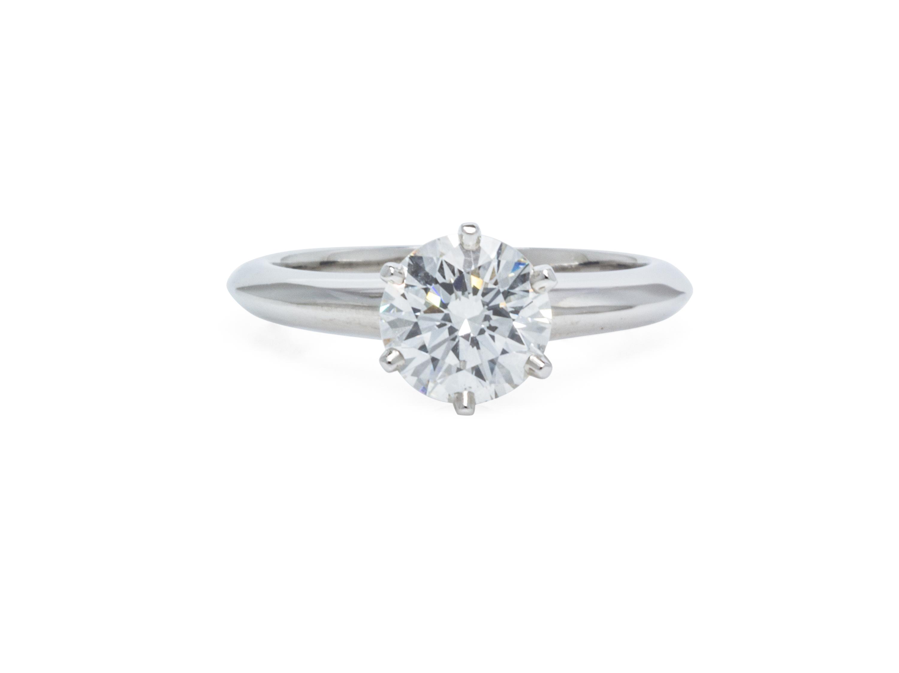 A Platinum and Diamond Solitaire Ring, Tiffany & Co., 3.60 dwts.