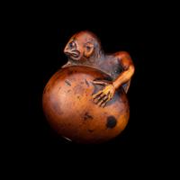 A Japanese Wood Netsuke of Hatching Tengu