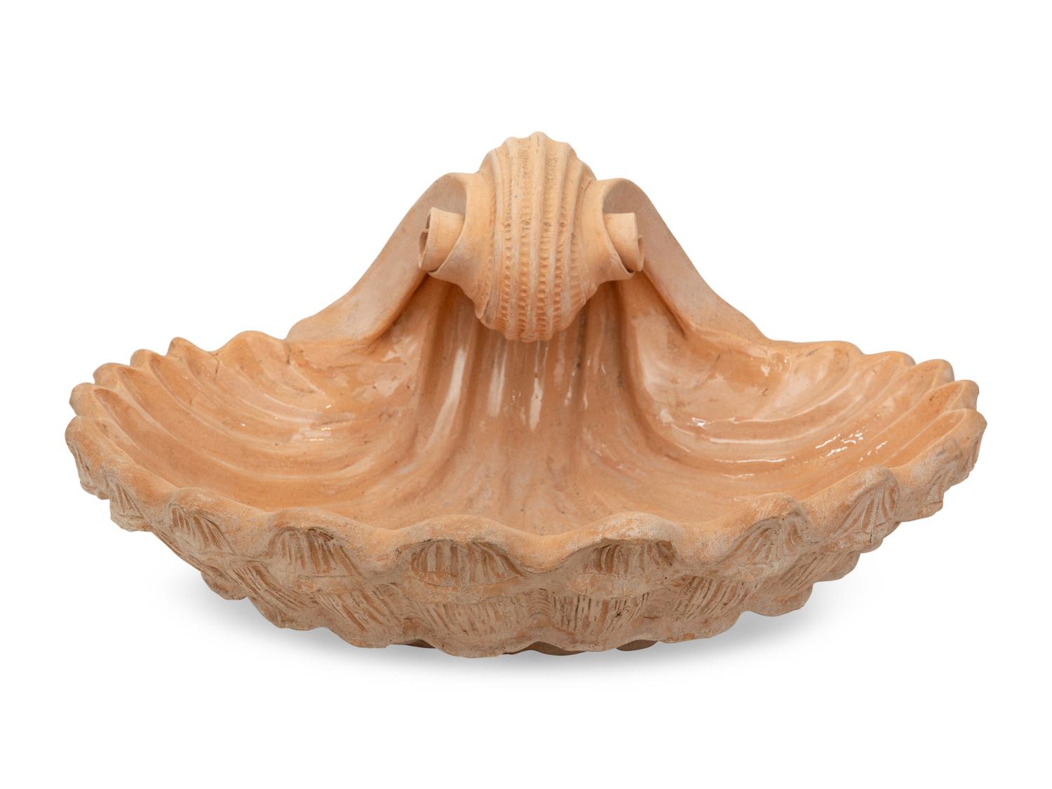 An Large Italian Glazed Terracotta Shell-Form Center Bowl