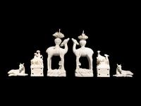 Three Pairs of Chinese Dehua Blanc-de-Chine Porcelain Figures of Animals