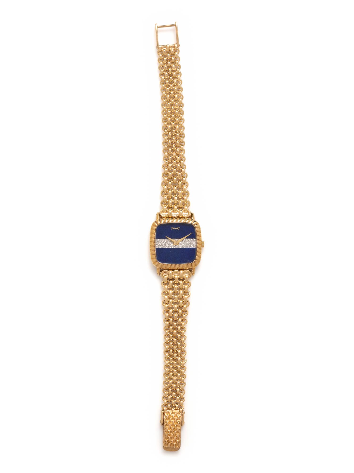 PIAGET, REF. 9907 18K YELLOW GOLD, LAPIS LAZULI AND DIAMOND WATCH