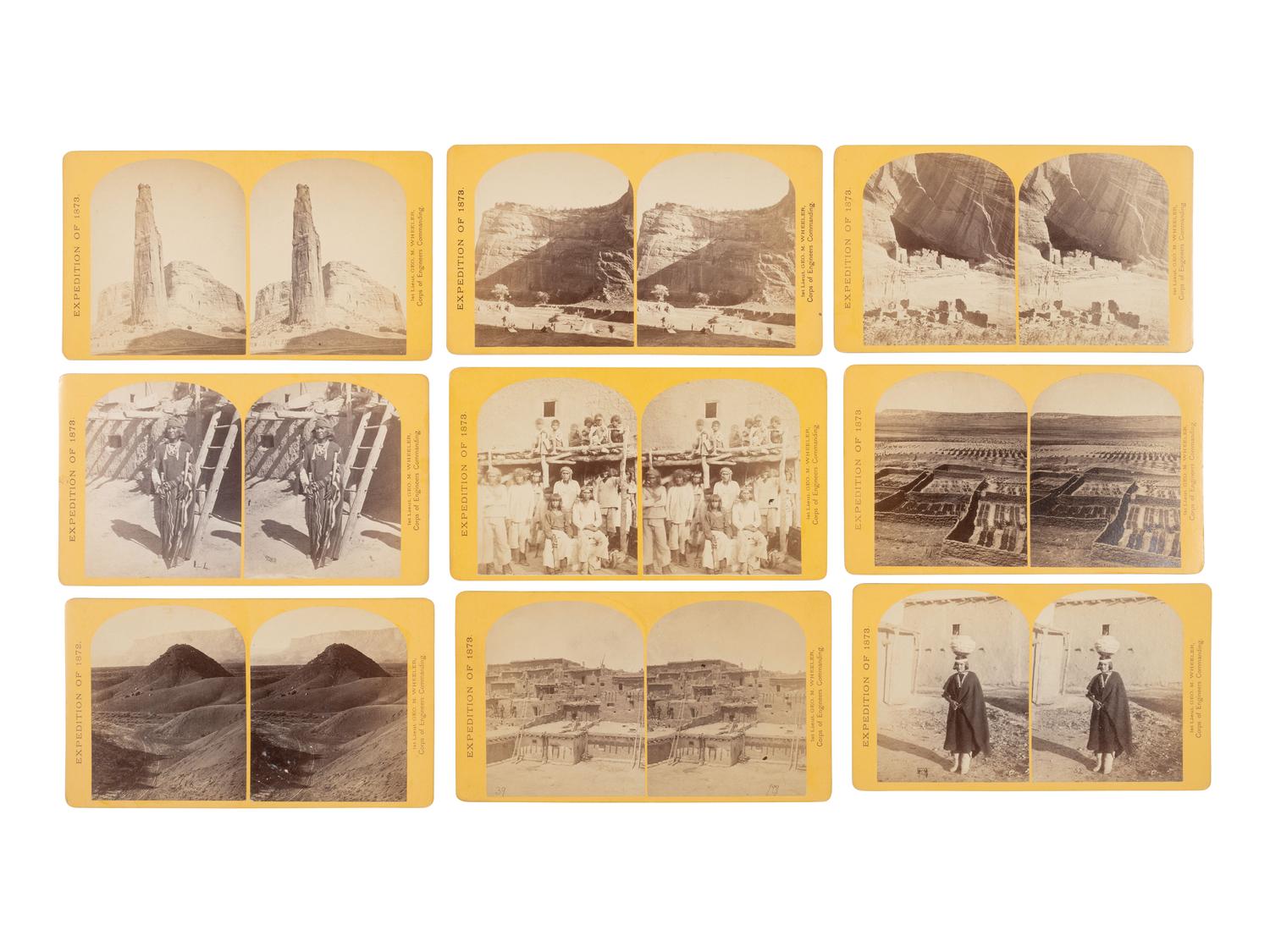 O'SULLIVAN, Timothy (1840-1882) and William BELL (1830-1910), photographers. Complete Set of 50 stereoviews from the Wheeler Expeditions of 1871-1874.