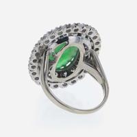 A 14K White Gold Jadeite and Diamond Ring
