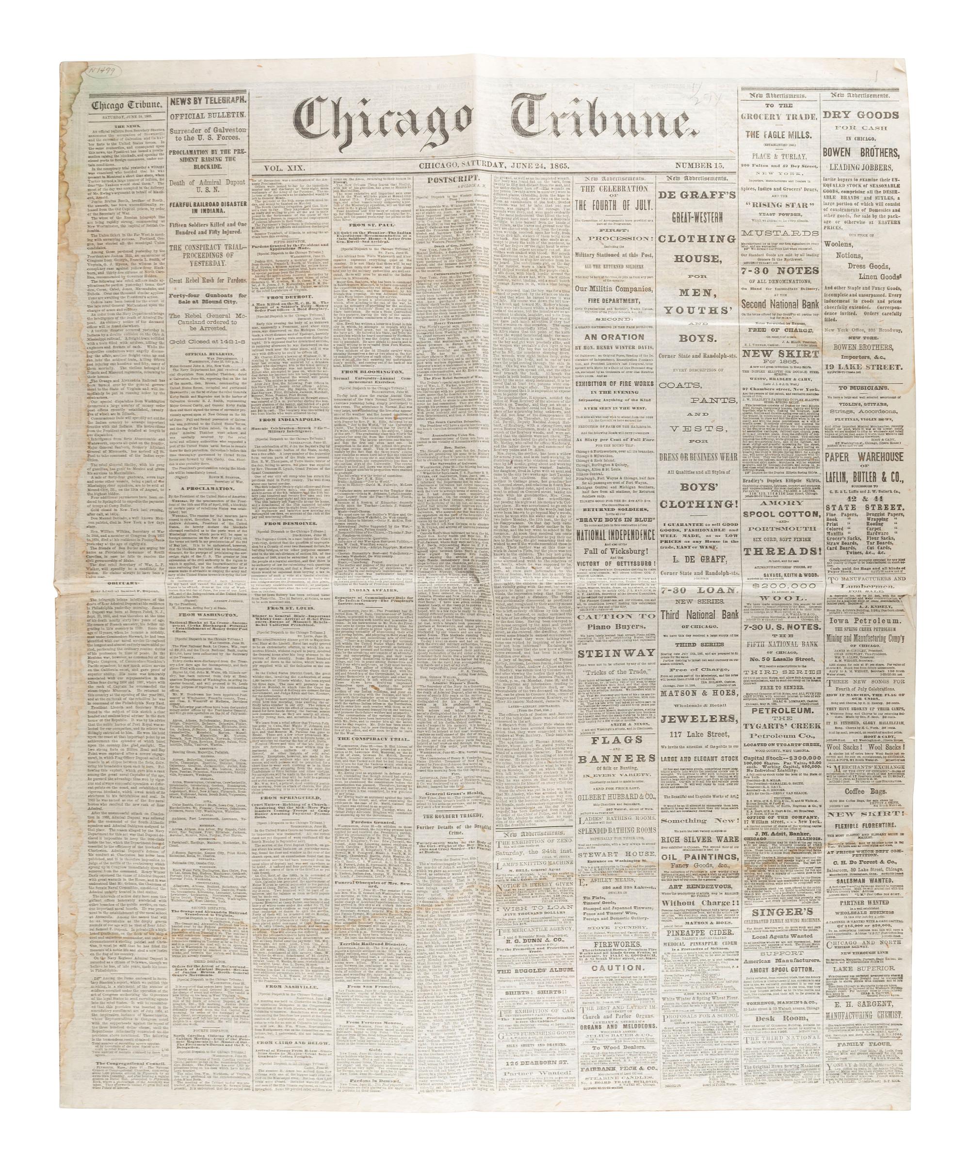 [CIVIL WAR]. A group of Civil War-era newspapers, comprising: