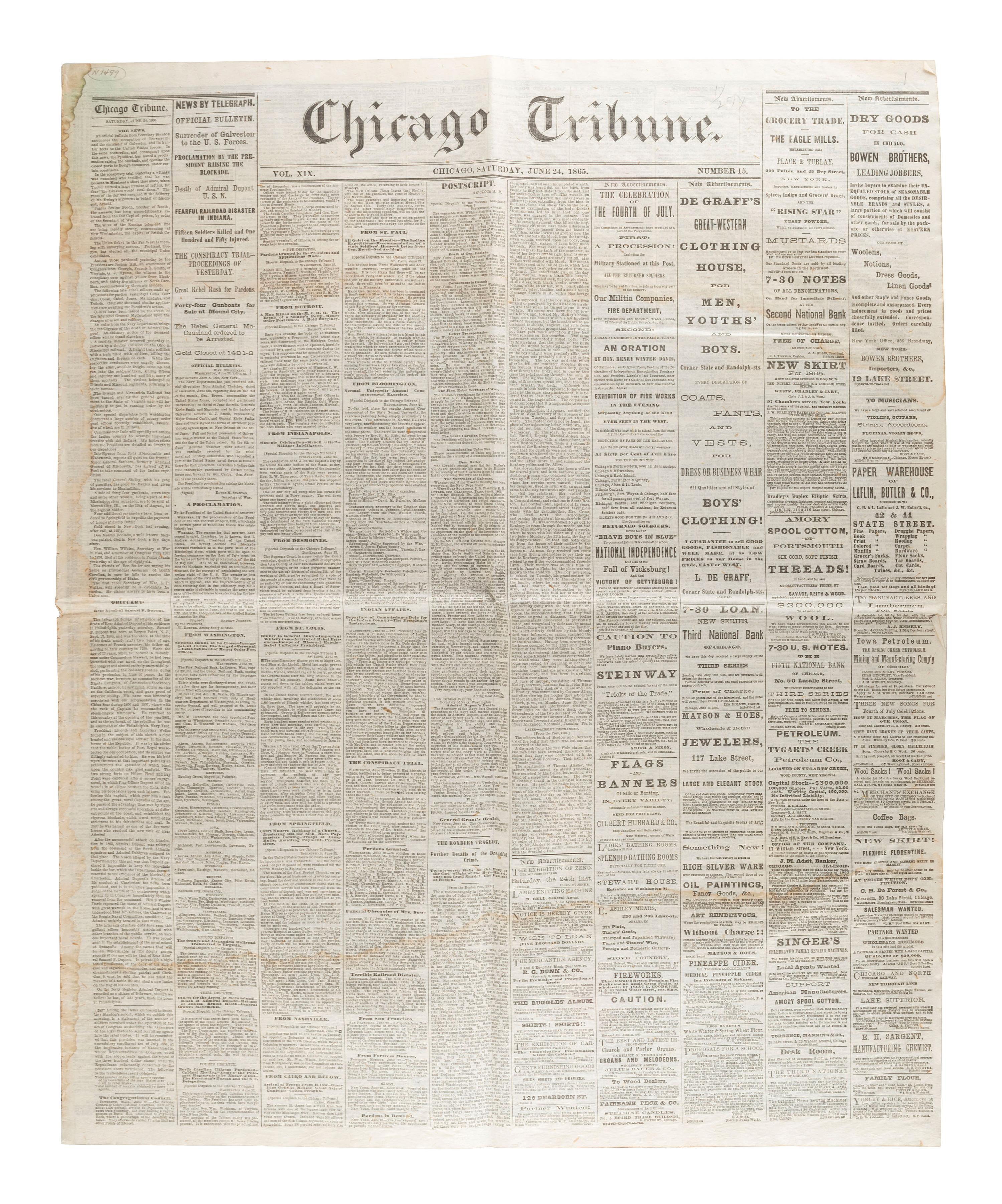 [CIVIL WAR]. A group of Civil War-era newspapers, comprising: