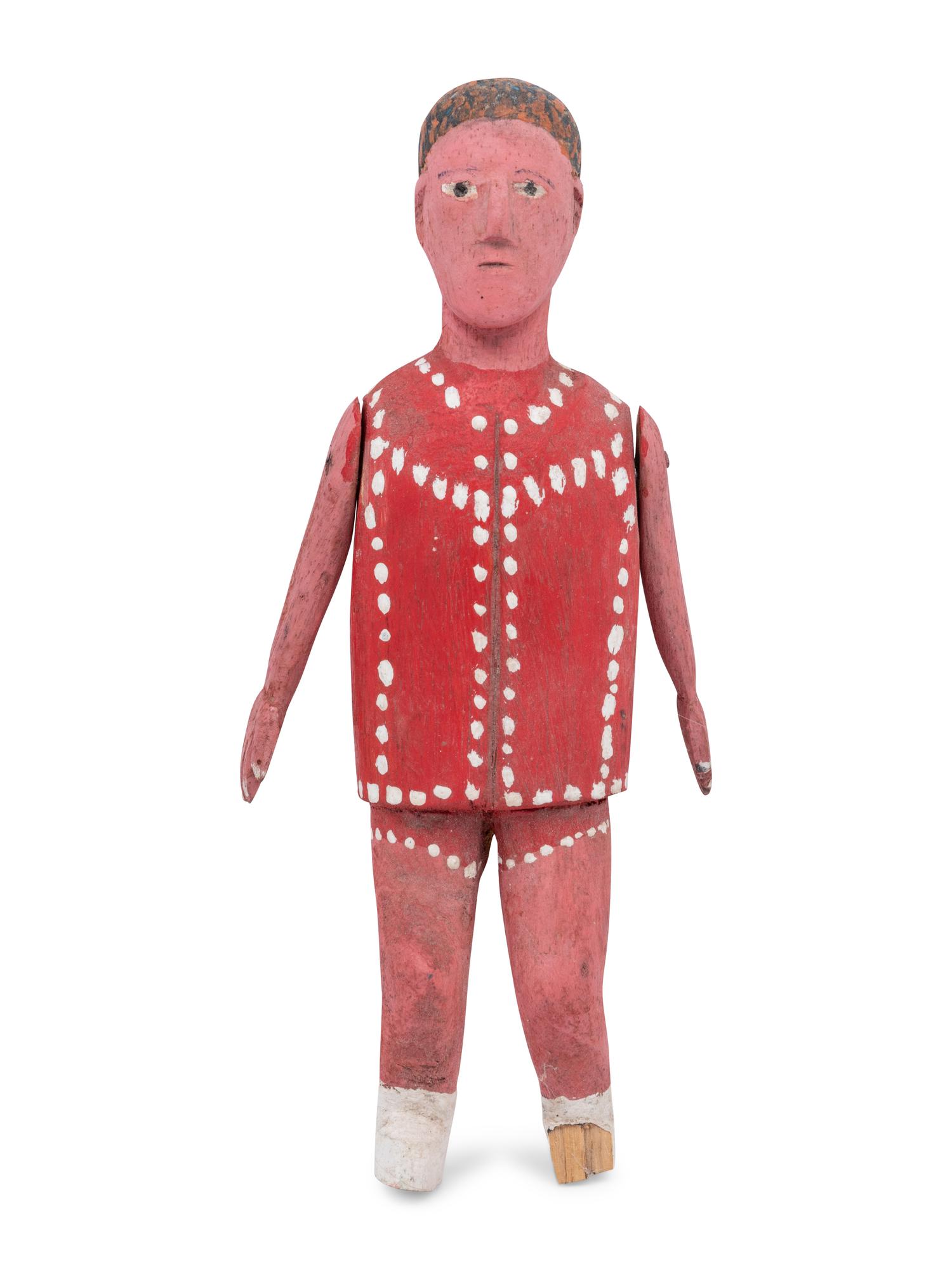 A Red Painted Wooden Figure