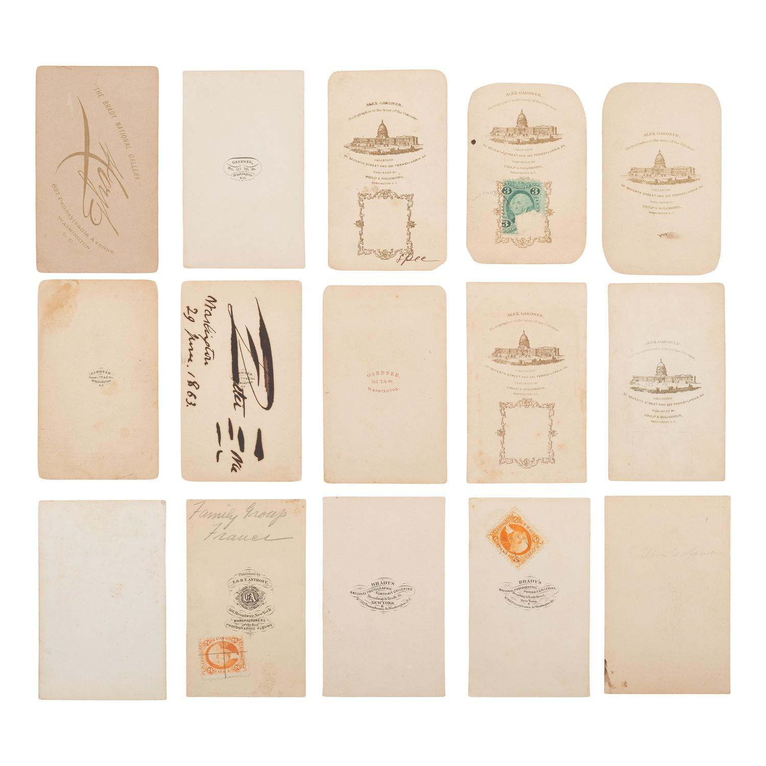 [Early Photography] Group of 114 Carte de Visites of Men, Women, and Children, incl. Portraits by Brady and Gardner