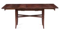 An Art Deco Style Mahogany Extension Table Height 29 1/4 x width 38 1/2 x length 69 3/8 inches. — TOMMI PARZINGER FOR CHARAK
