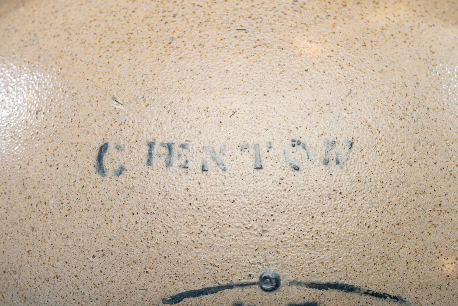A Rare Curtis Fenton 'Pure Cold Water' Stenciled Stoneware Cooler