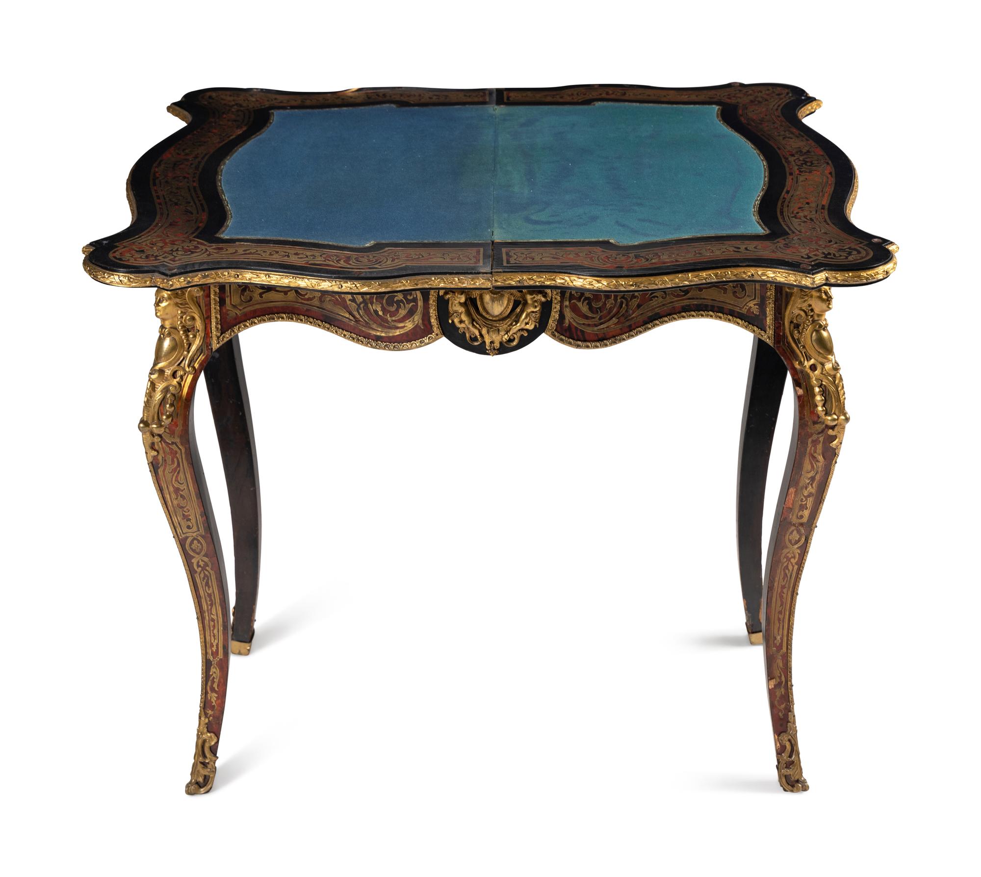 A Napoleon III Boulle Marquetry Flip-Top Table