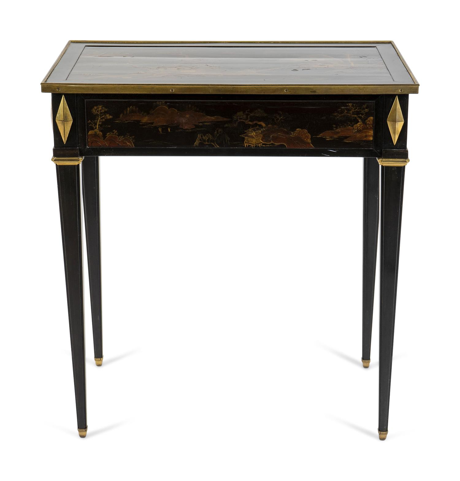 A French Empire Style Black Lacquer and Gilt Bronze Mounted Side Table — 19TH CENTURY