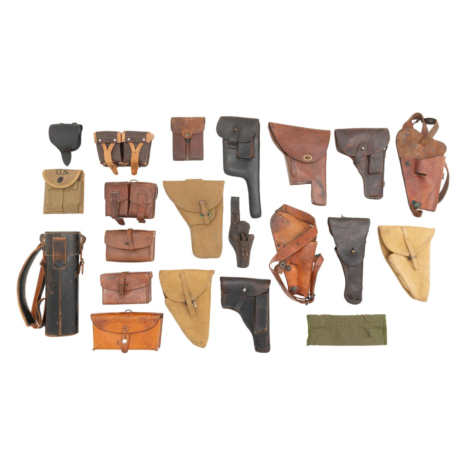 Mixed Lot of World War I and II Era Holsters and Cartridge Boxes