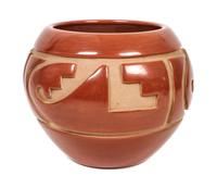 LuAnn Tafoya (Santa Clara, b. 1938) Incised Redware Jar Height 6 1/4 x diameter 7 inches.