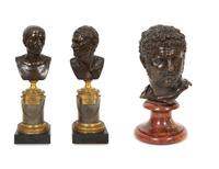 Three French Bronze Busts of Cicero and Demosthenes, and Roman Emperor Caracalla