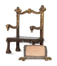 An Italian or Spanish Painted and Parcel Gilt Diminutive Chair