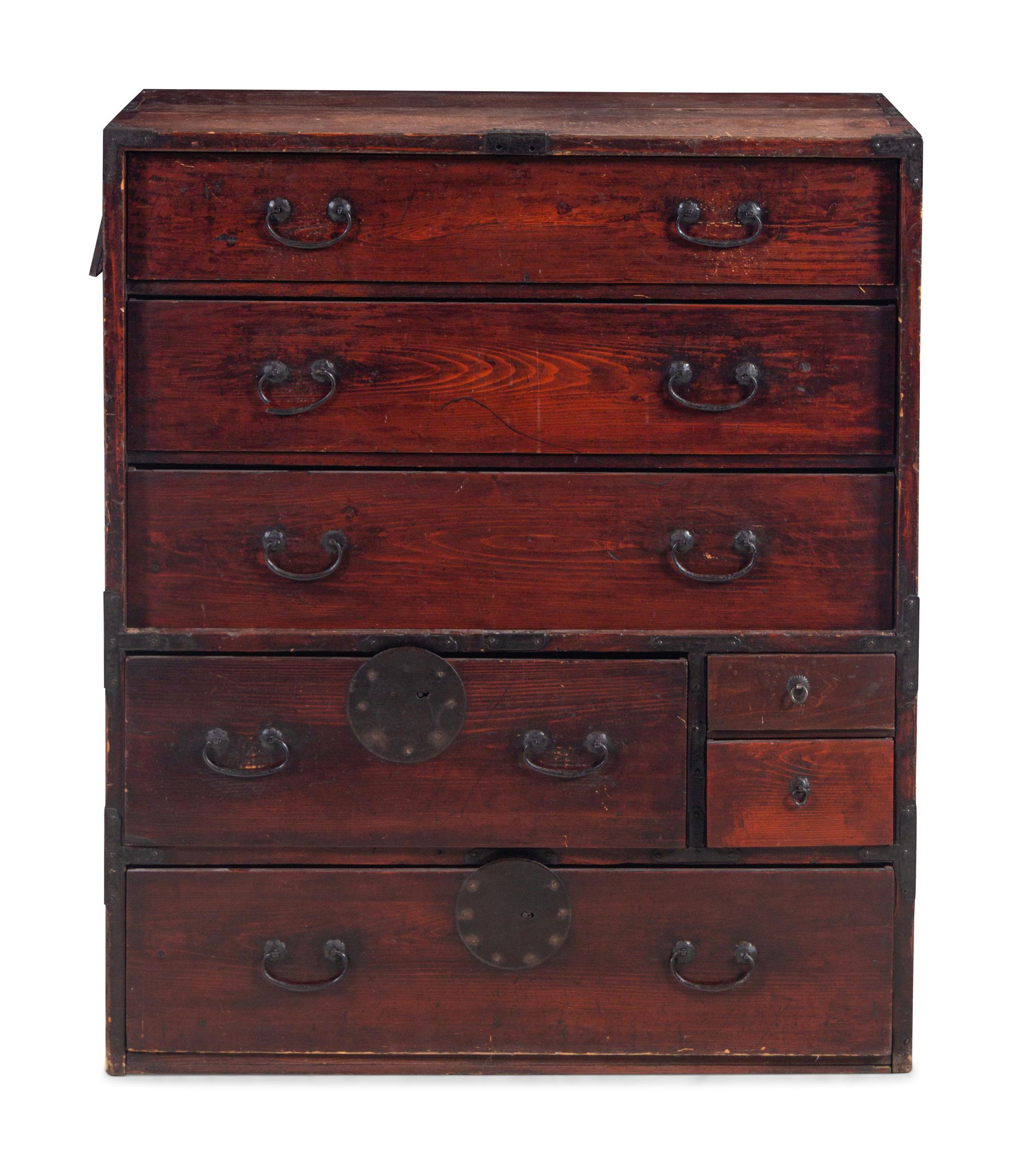 A Japanese Iron Mounted Tansu Chest