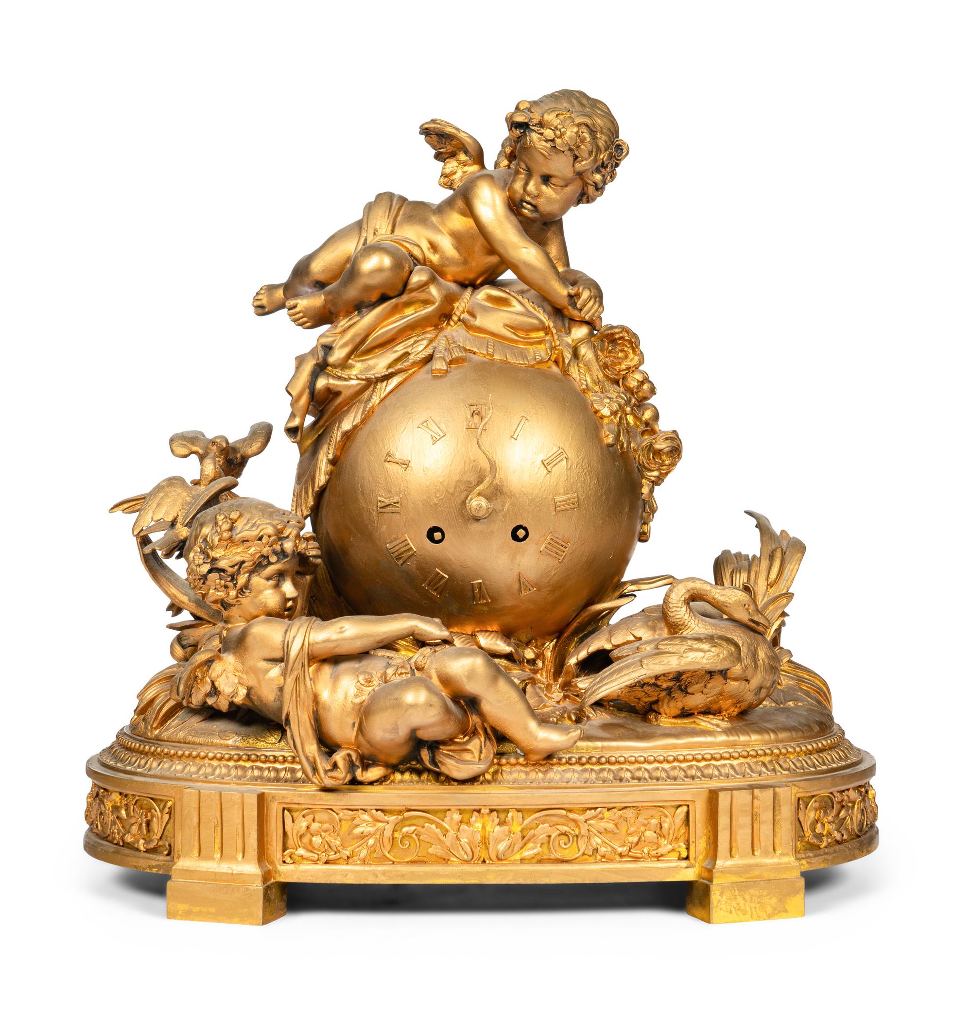 A French Gilt Bronze Figural Clock