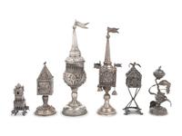 Six Continental Silver Spice Towers and Boxes