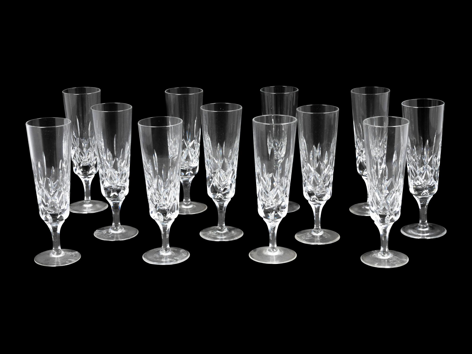 A Set of Twelve Gorham Cut Glass Champagne Flutes