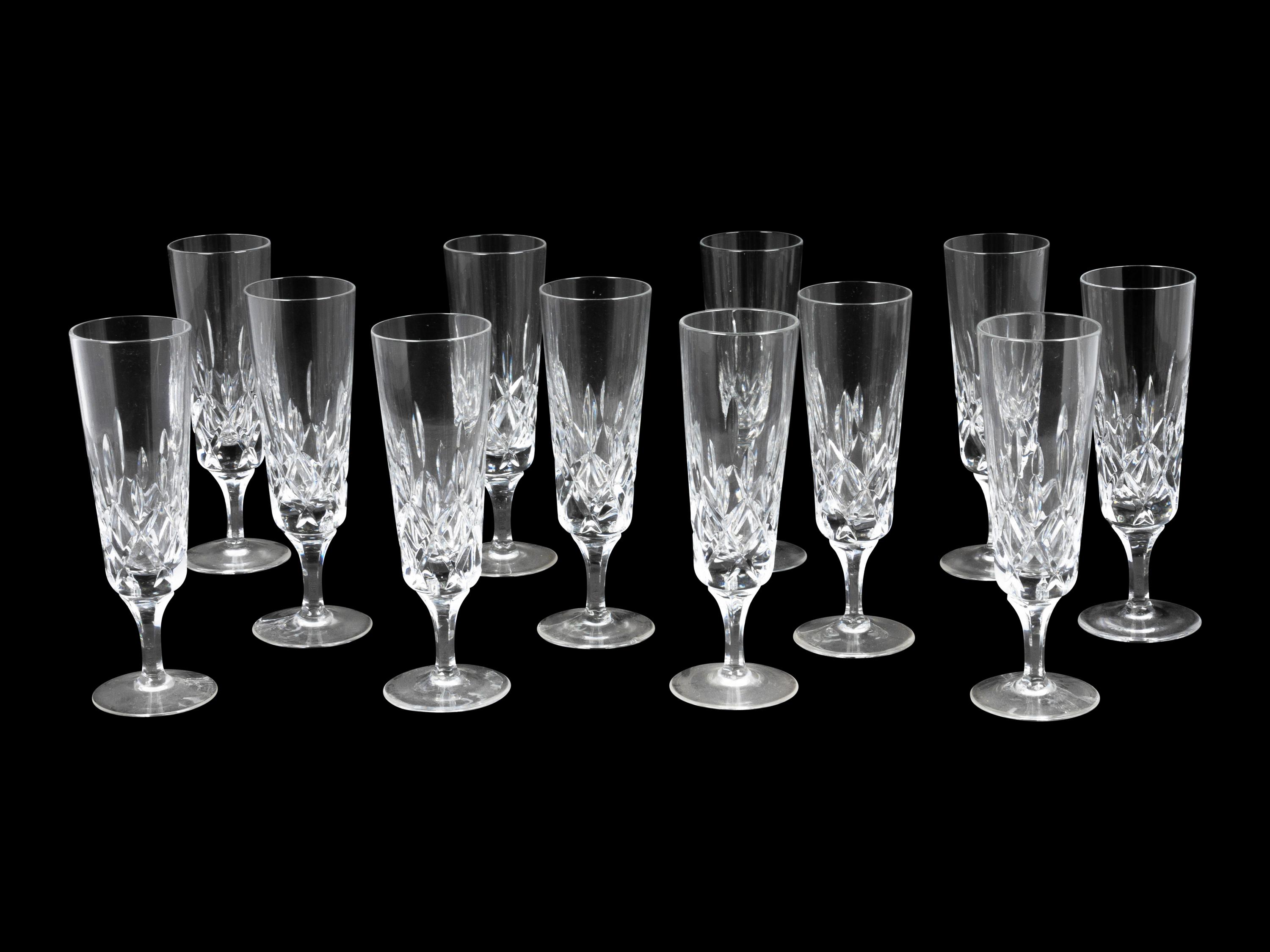 A Set of Twelve Gorham Cut Glass Champagne Flutes