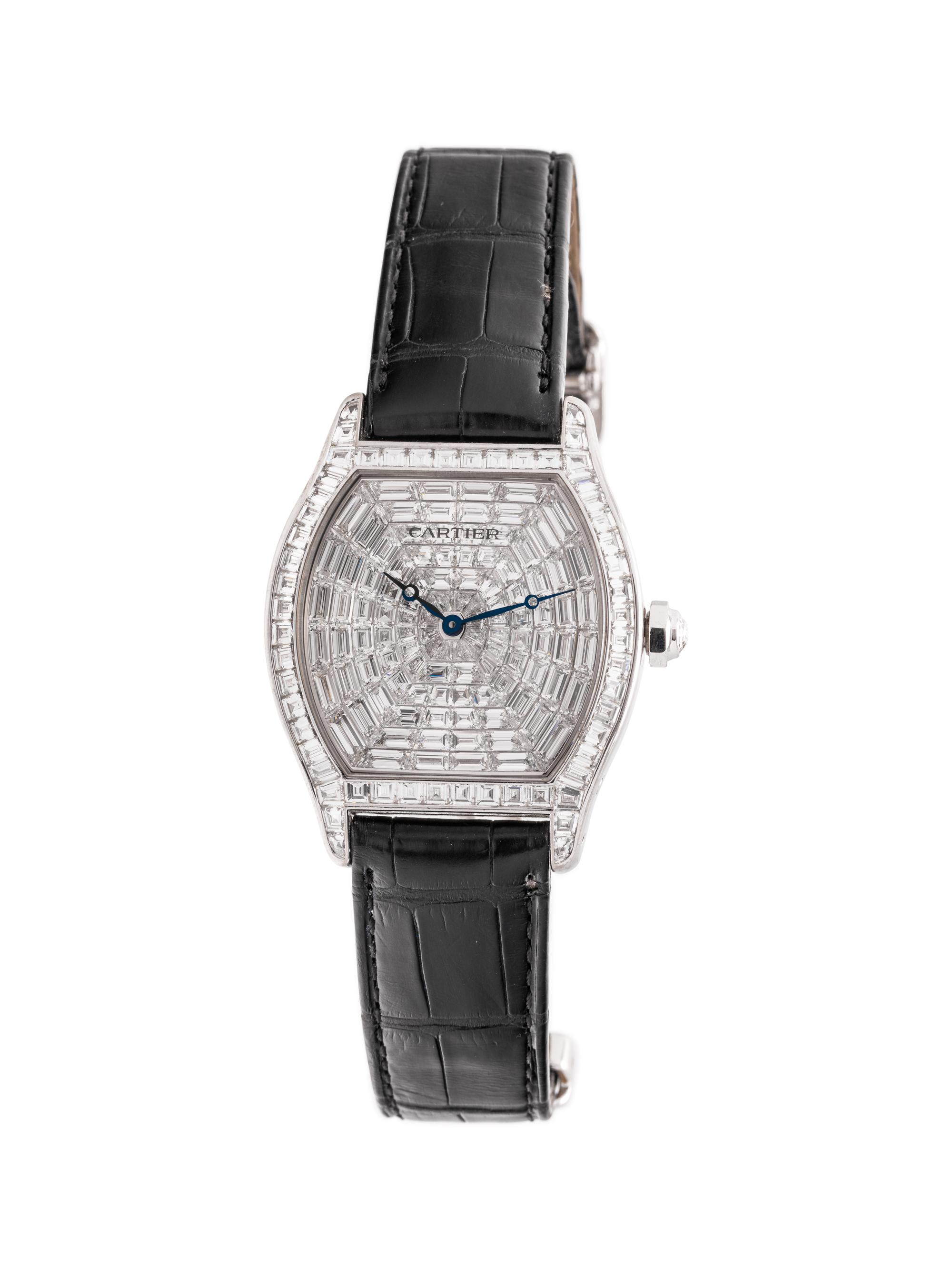CARTIER, 18K WHITE GOLD AND DIAMOND REF. HP100502 'TORTUE XL' WRISTWATCH