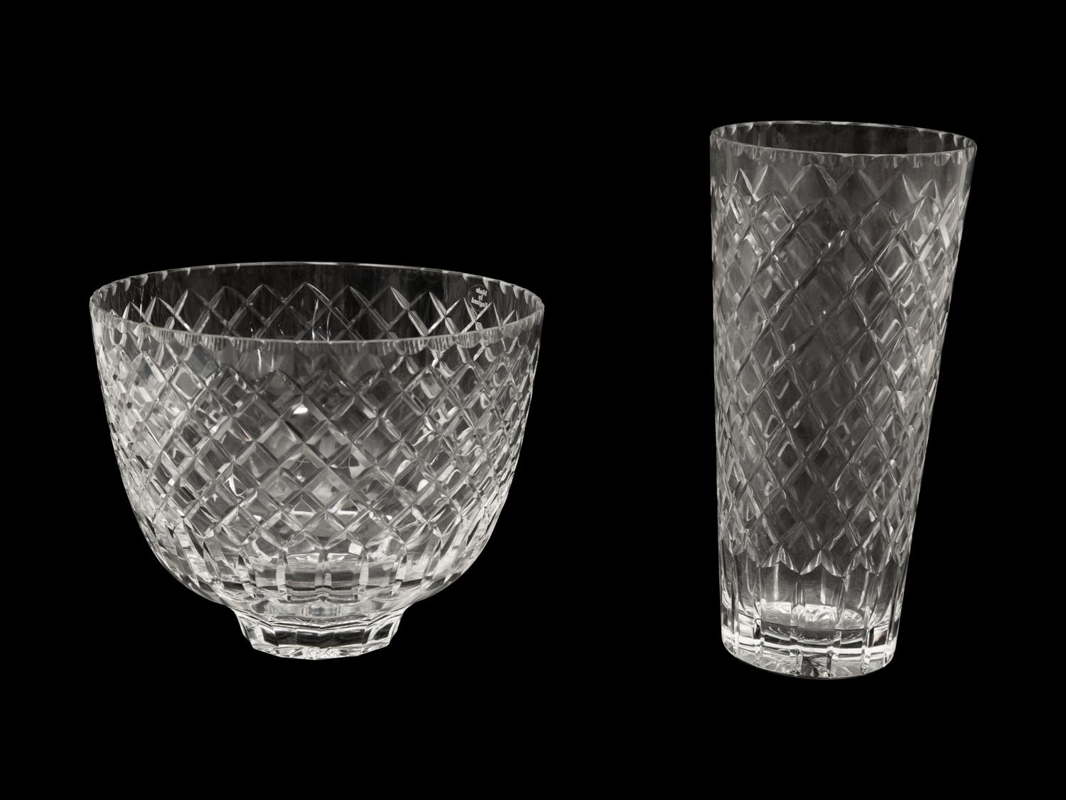 A Cartier Cut Glass Tall Vase and a Wine Cooler