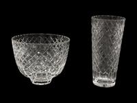 A Cartier Cut Glass Tall Vase and a Wine Cooler