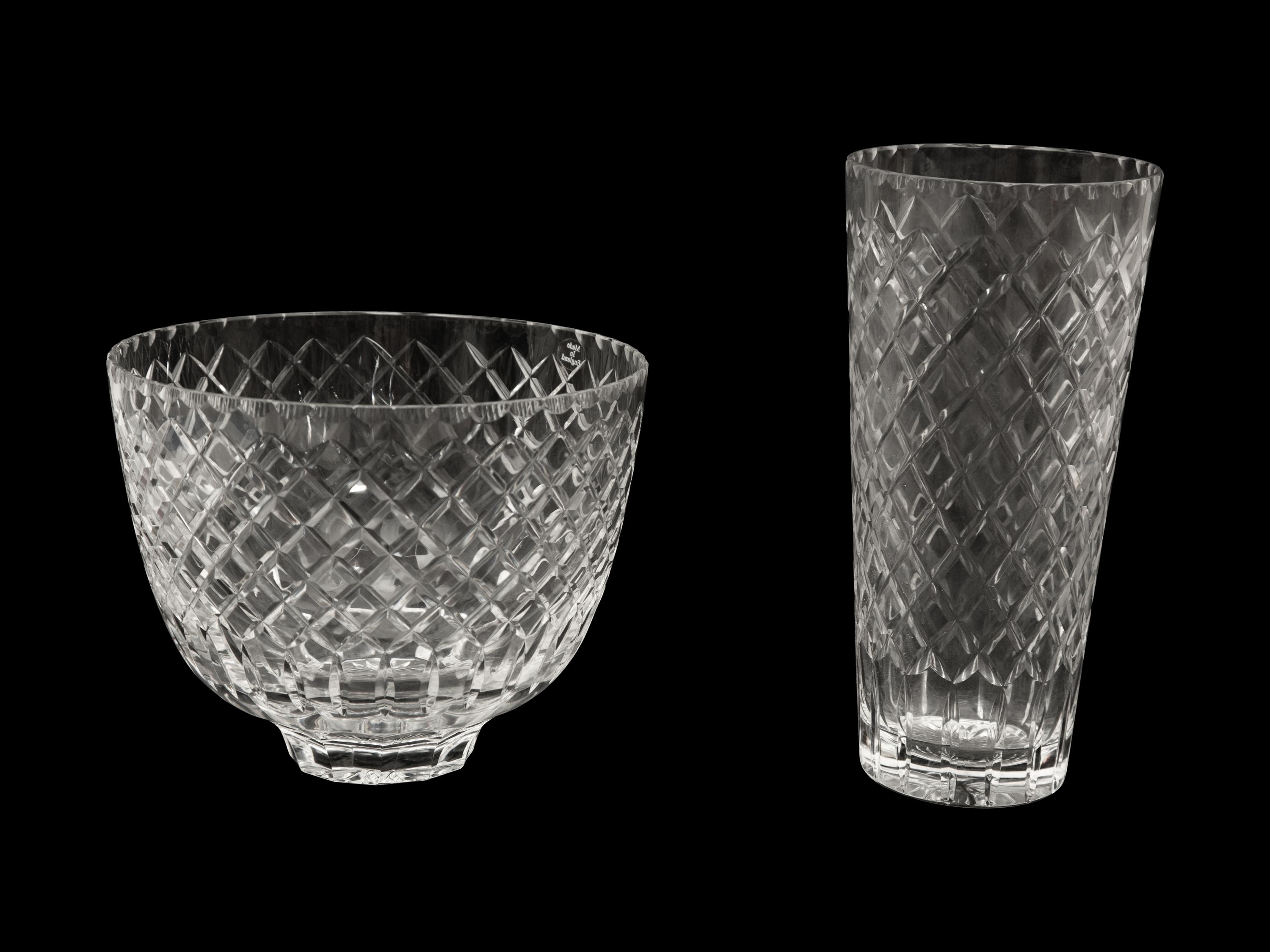A Cartier Cut Glass Tall Vase and a Wine Cooler