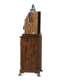 A Mills Novelty Co. Castle Front 50 Cent Slot Machine on Chief's Head Engraved Glass Stand
