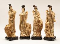 A Set of Four Japanese Bone and Enamel Figures of Ladies