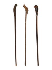 Three Zoomorphic Walking Sticks
