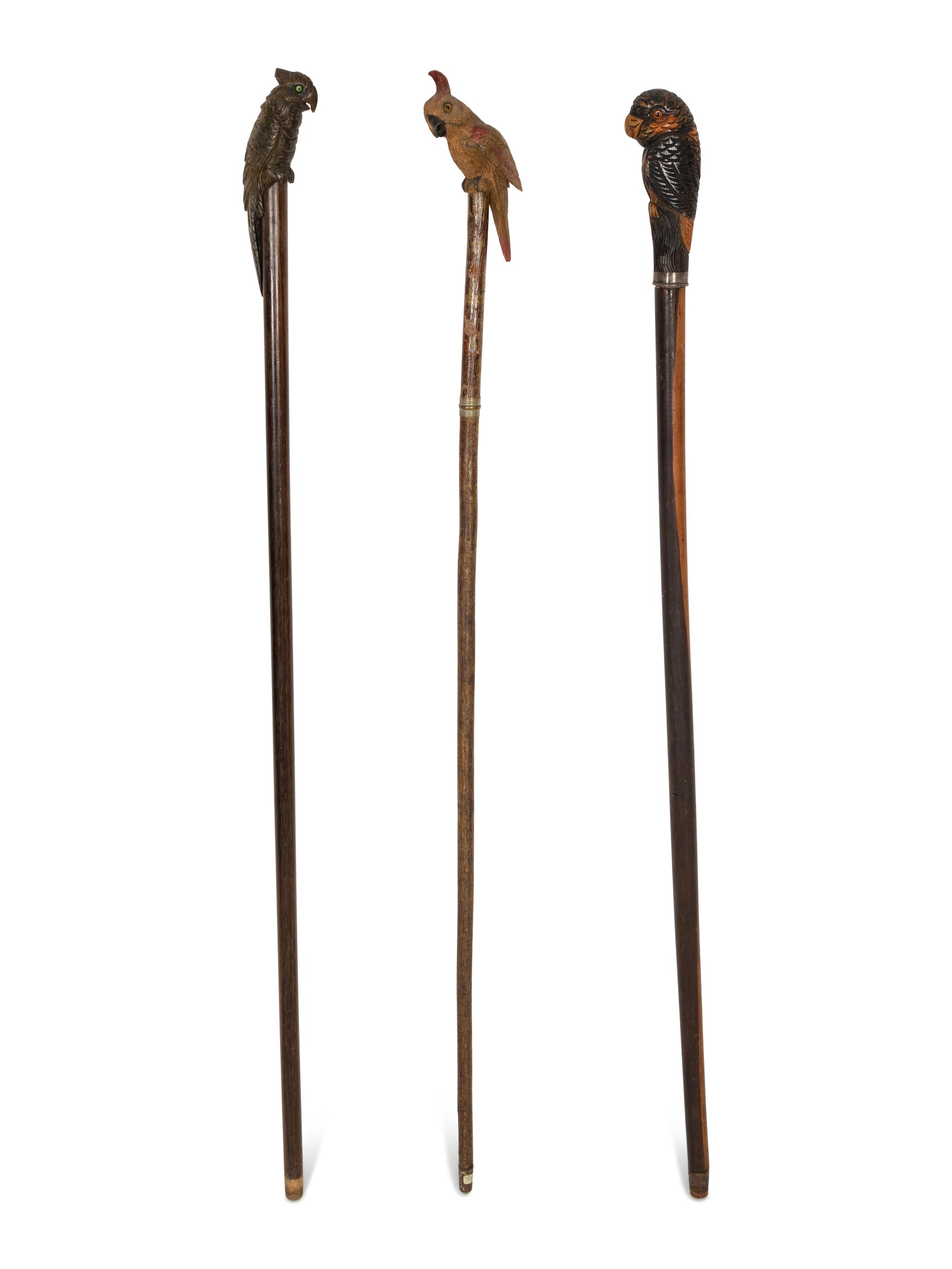Three Zoomorphic Walking Sticks