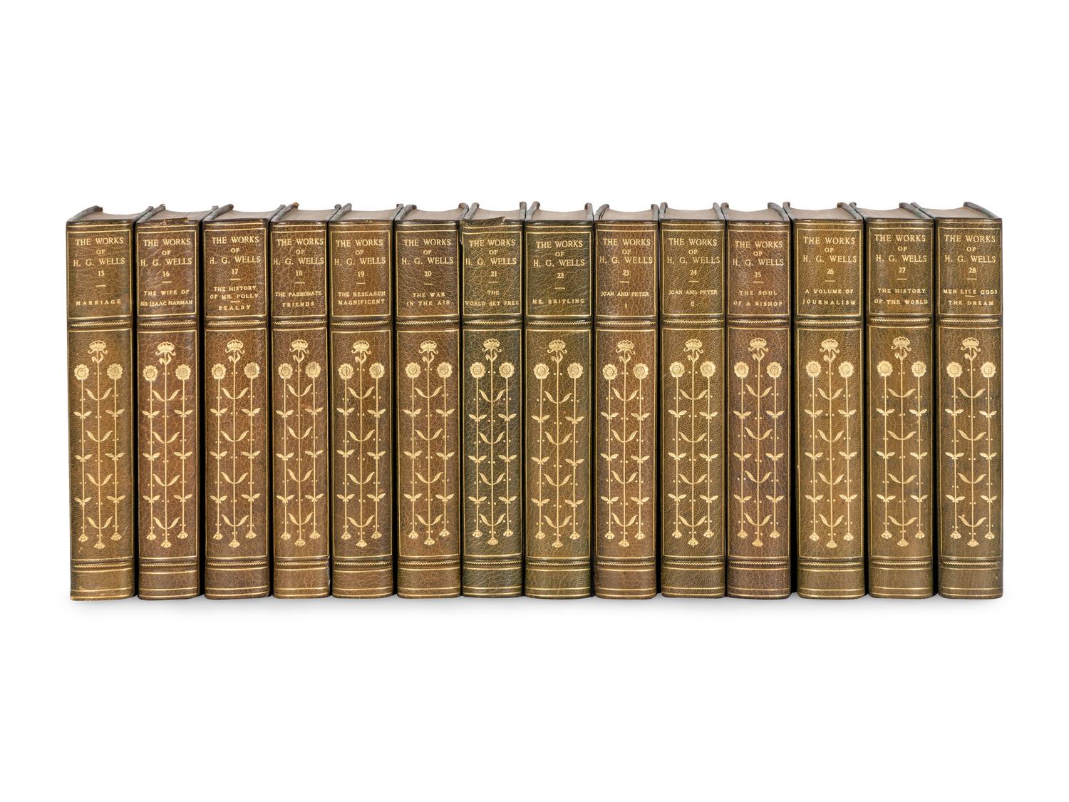[BINDINGS]. WELLS, H.G. (1866-1946). The Works . New York: Charles Scribner’s Sons, 1924-1927.