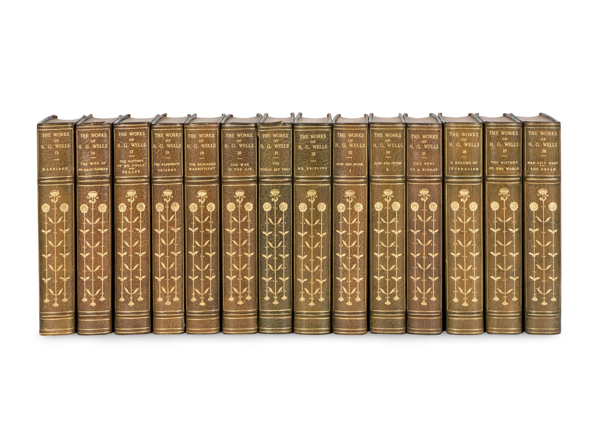 [BINDINGS]. WELLS, H.G. (1866-1946). The Works . New York: Charles Scribner’s Sons, 1924-1927.