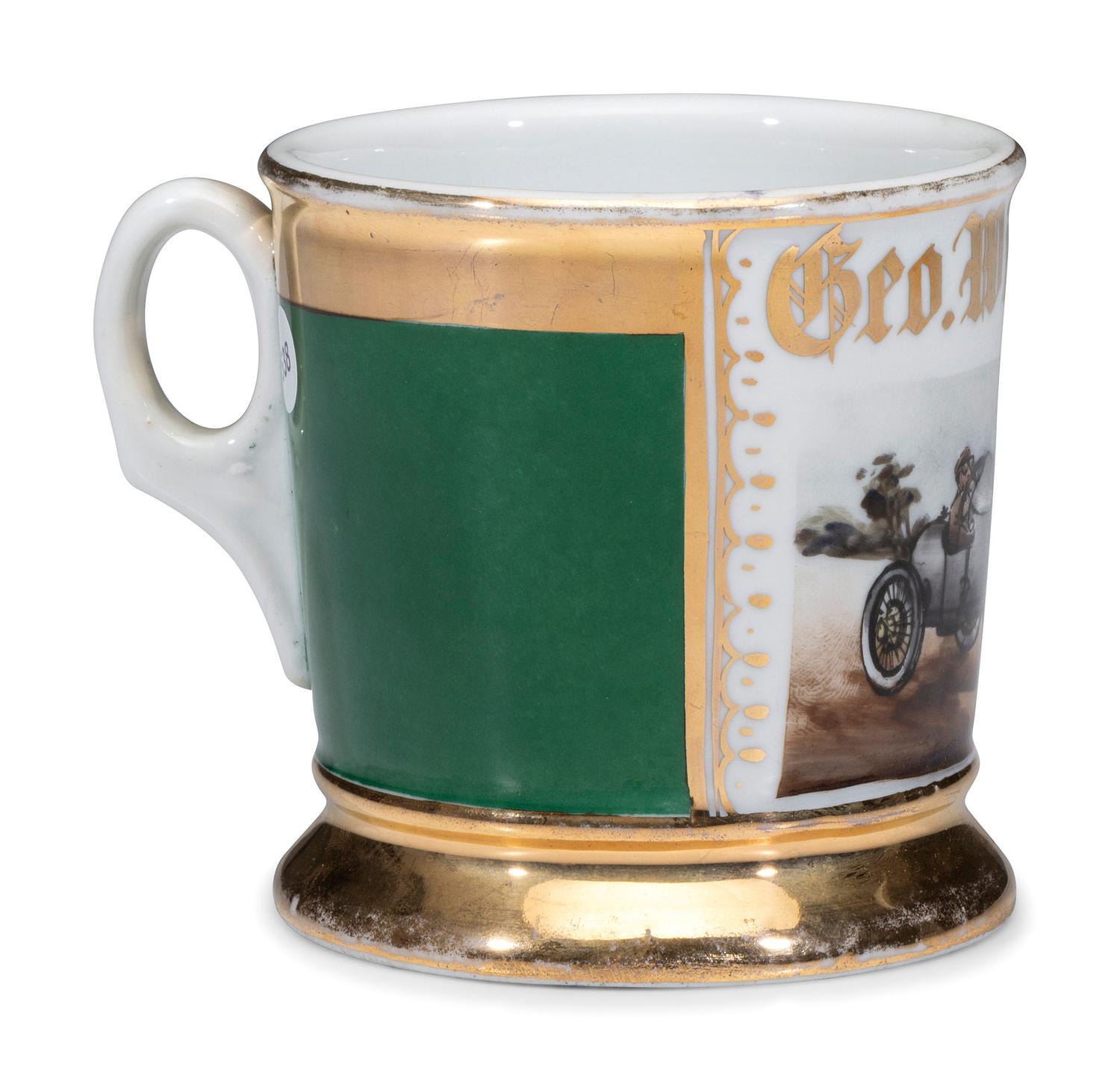 A Race Car Driver's Porcelain Occupational Shaving Mug