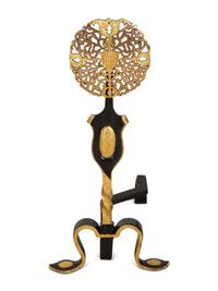 A Pair of Black and Gilt Painted Andirons — 19th/20th Century