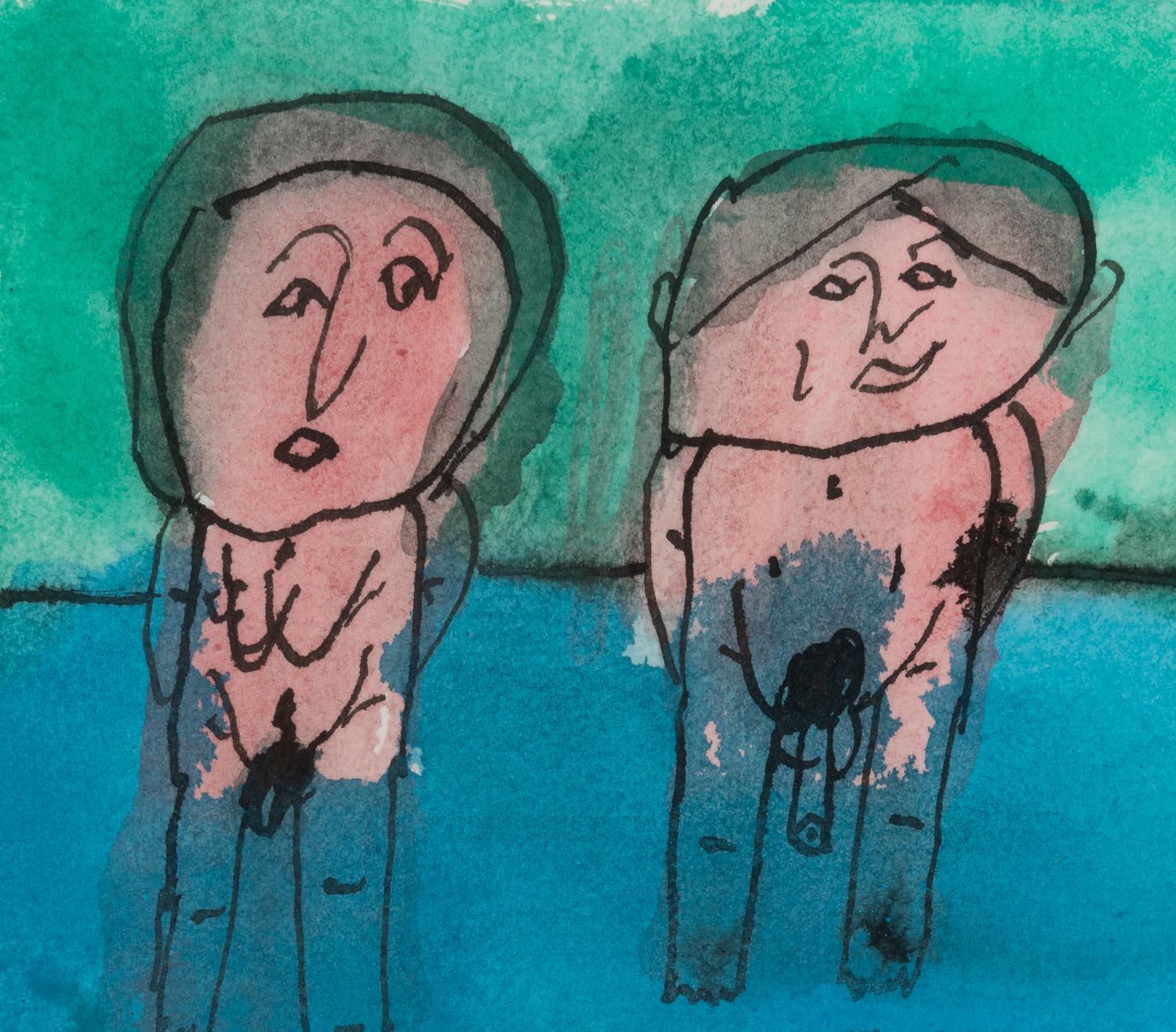 Alexandra Korbus und der Korec Johann Stehoen im Bad (Alexandra Korbus and Korec Johann Standing in the Bath)