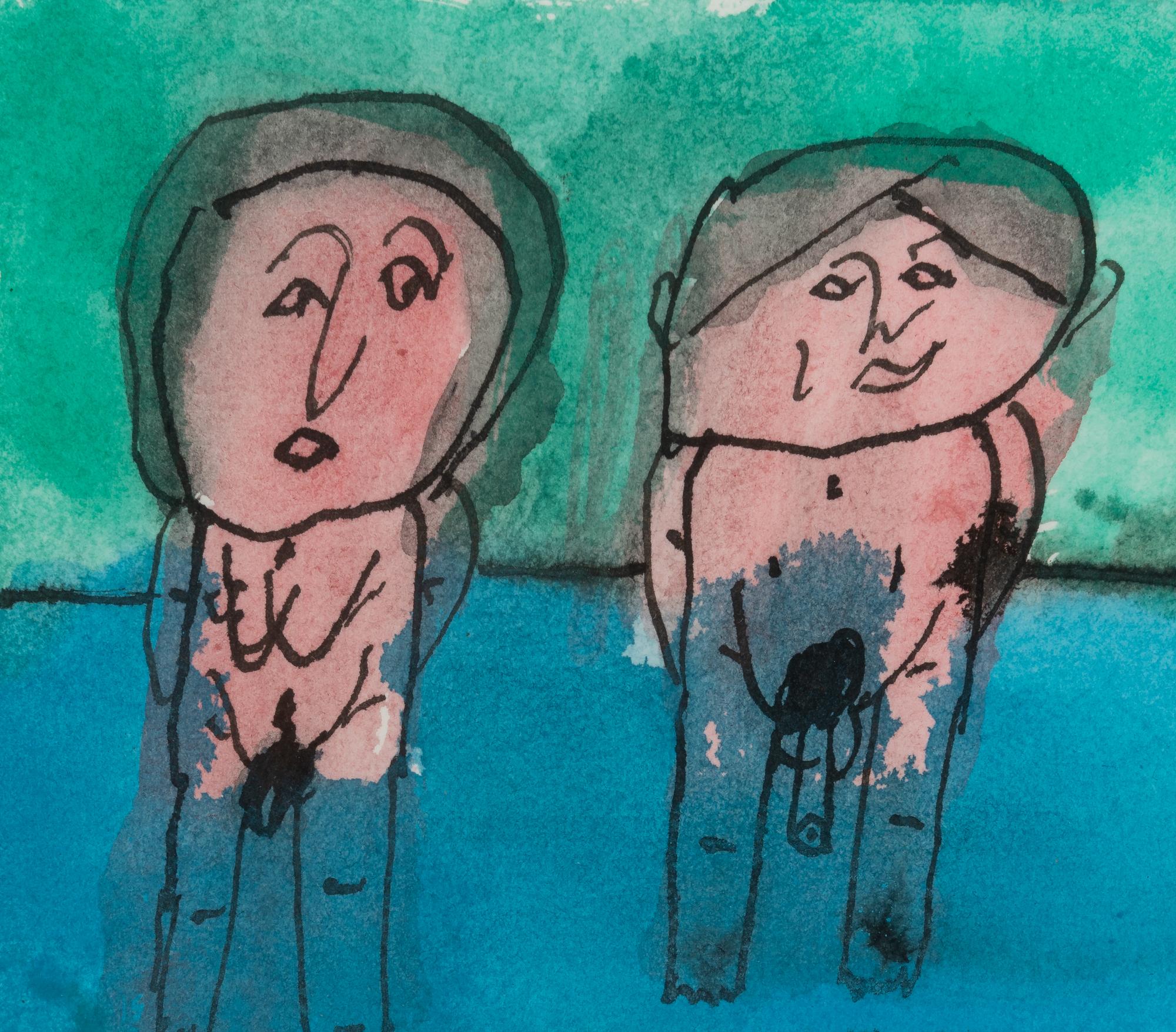 Alexandra Korbus und der Korec Johann Stehoen im Bad (Alexandra Korbus and Korec Johann Standing in the Bath)