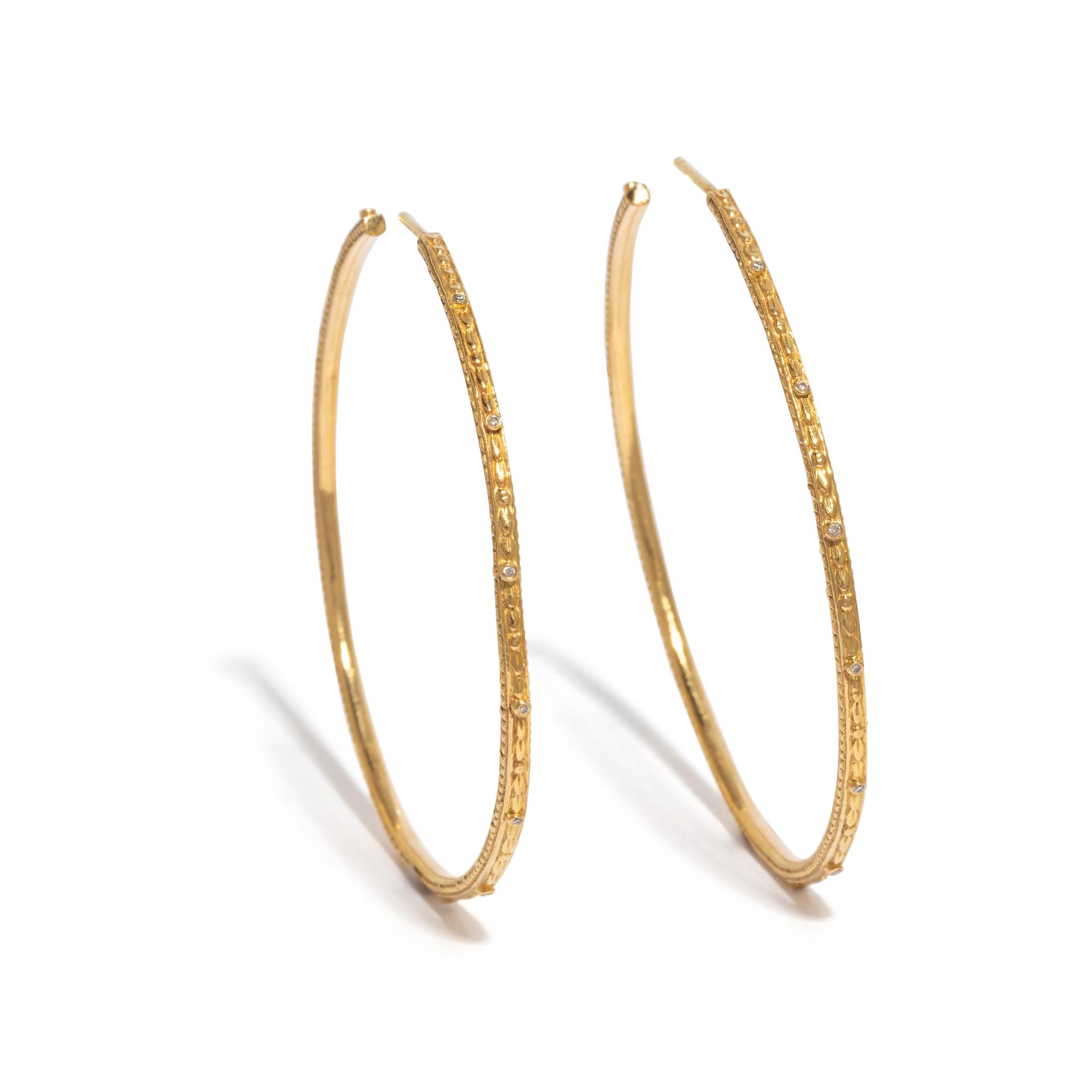 YELLOW GOLD AND DIAMOND HOOP EARRINGS