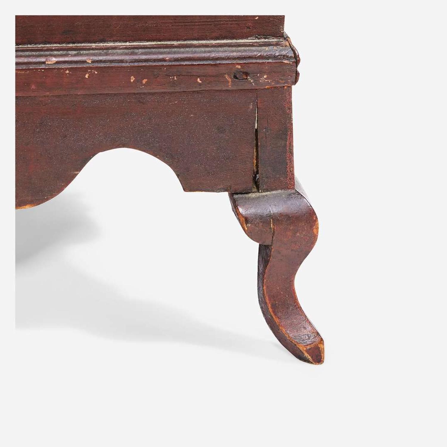 A Federal red-stained poplar "bandy legged" blanket chest Possibly Mason County, Kentucky, early 19th century