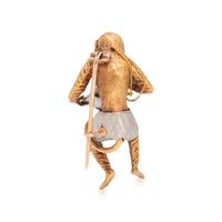 FRENCH, ANTIQUE, YELLOW GOLD AND PLATINUM MONKEY BROOCH