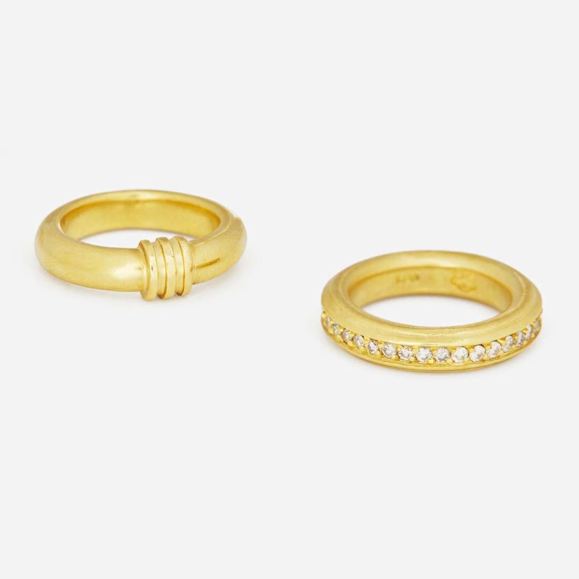A Set of two 18K Yellow Gold Slane Rings