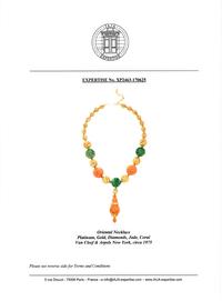 VAN CLEEF & ARPELS, YELLOW GOLD, CORAL, AND JADE NECKLACE