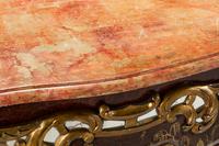 A Venetian Mirror-Inset Painted and Parcel Gilt Faux Marble-Top Commode