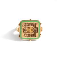 YELLOW GOLD AND ENAMEL SIGNET RING