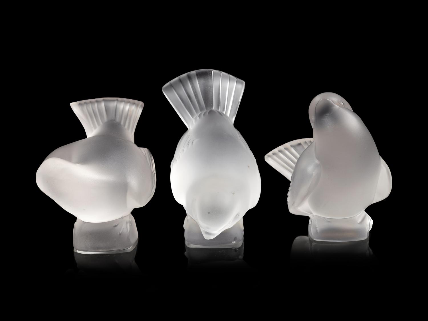 Three Lalique Bird Sculptures
