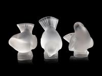 Three Lalique Bird Sculptures